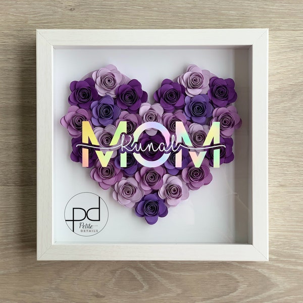 Mother’s Day Flower Box | Paper Flower Shadow Box | Customized Gift for Birthdays, Christmas, Anniversary, Mother's Day, Valentine's Day