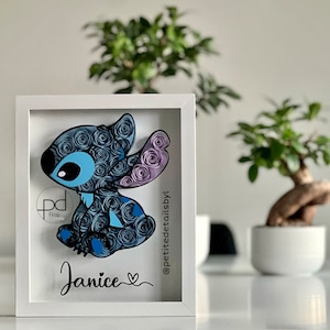 Stitch Paper Flower Shadow Box | Wall Decor | Flower Box | | Personalized Gift for Birthday | Anniversary | Nursery Room