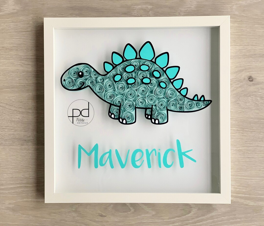 Dinosaur Paper Flower Shadow Box Wall Decor Flower Box Personalized Gift for Birthday Baby
