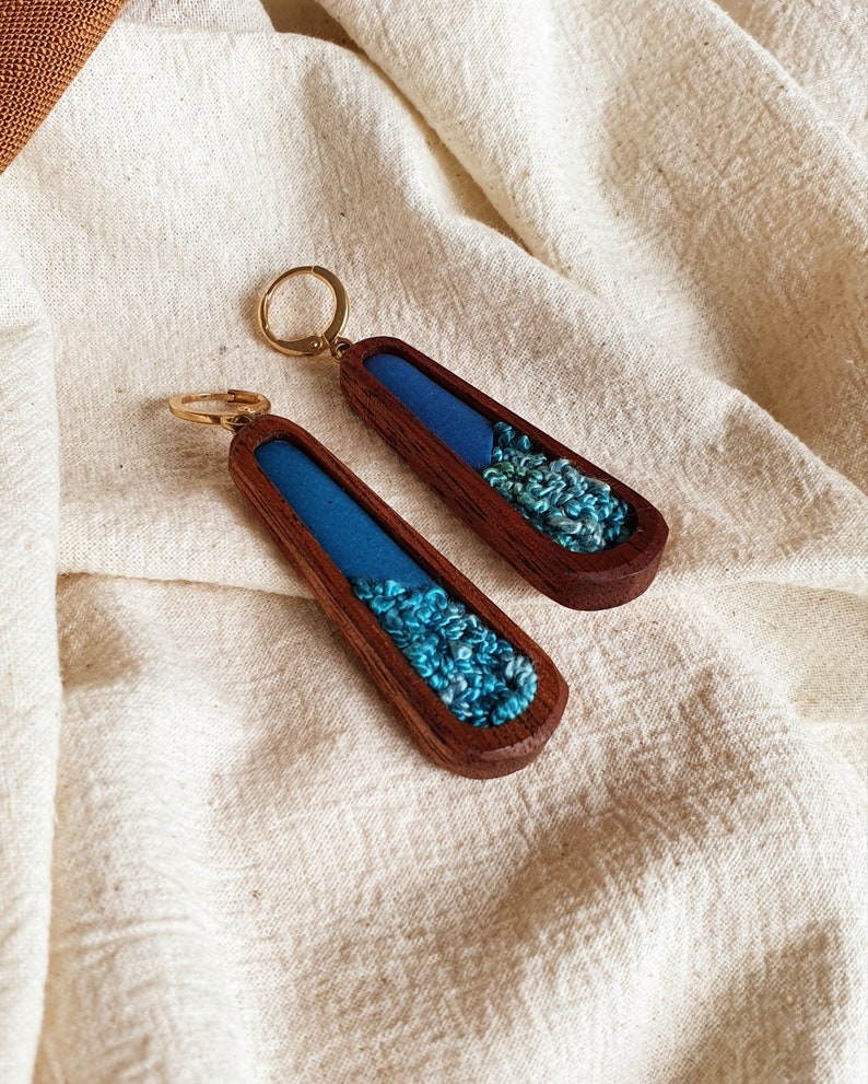 Embroidered Huggie Earrings The Falls Water Falls