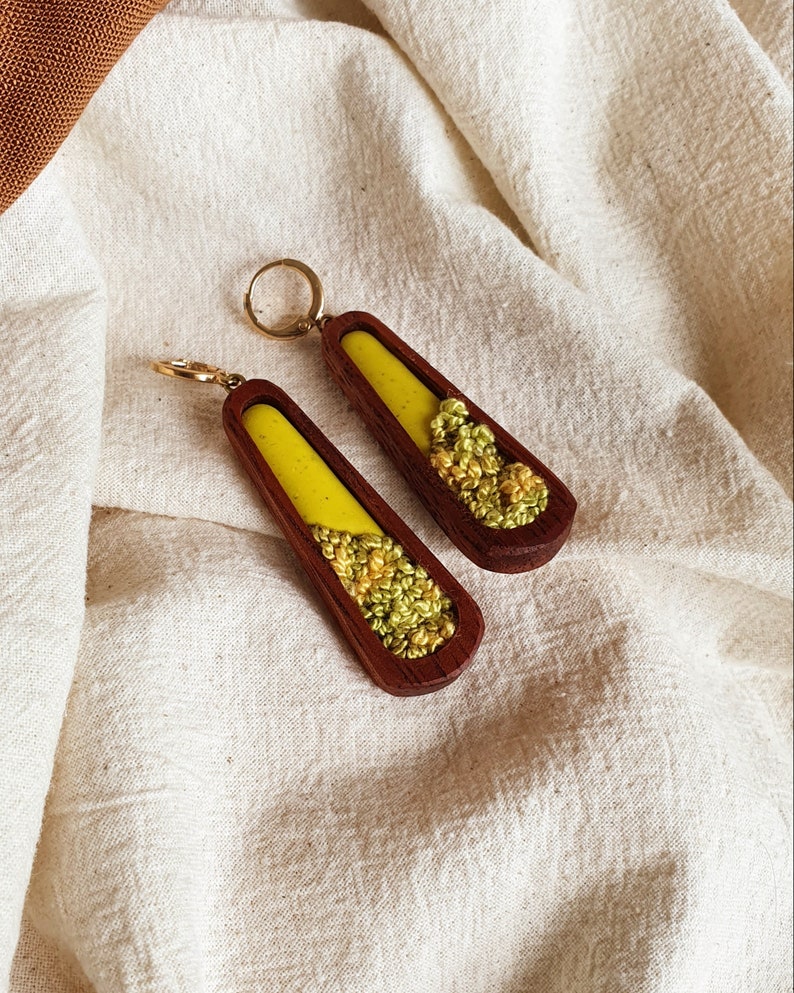 Embroidered Huggie Earrings The Falls Chartreuse Falls