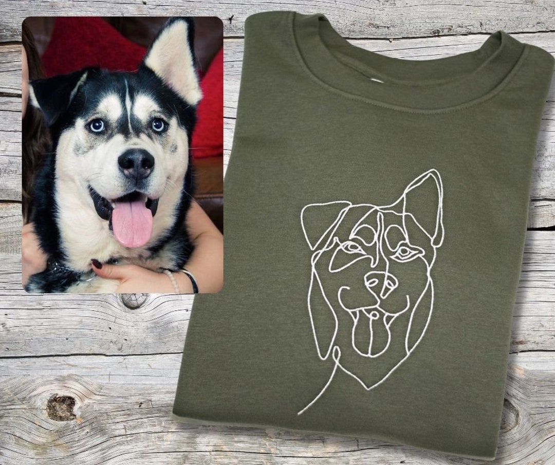 Custom Pet Portrait Jumper, Personalised Embroidered Dog Sweater,line