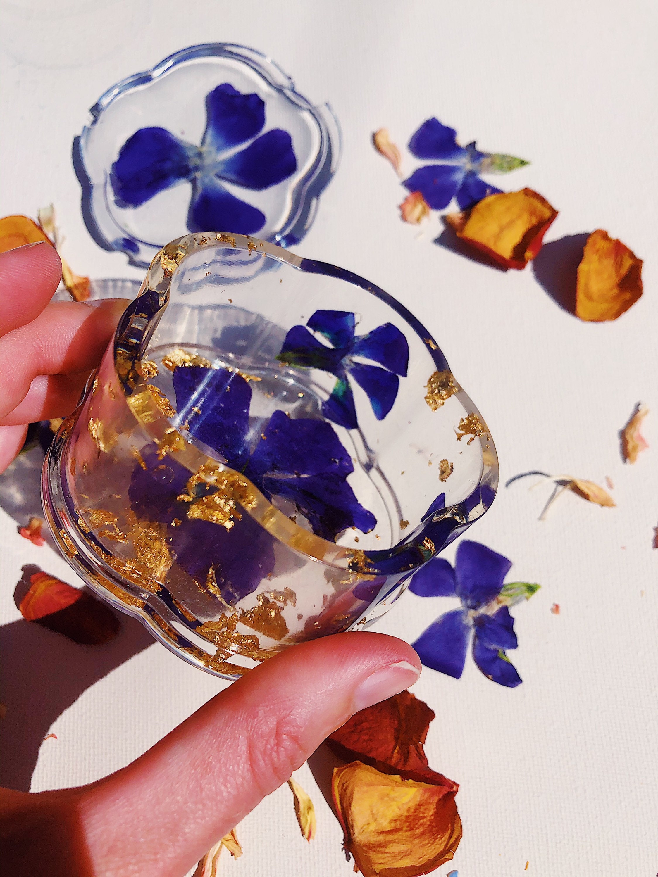 Flores de víbora púrpura y caja de joyería de círculo de pan | Etsy