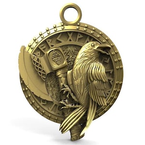 Digital file Viking crow pendant jewelry 3d model stl