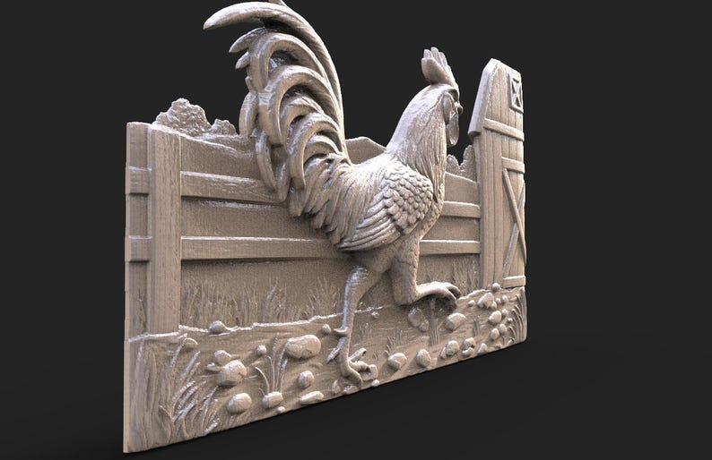 Rooster 3D Model, STL File for CNC and 3D Printig - Etsy