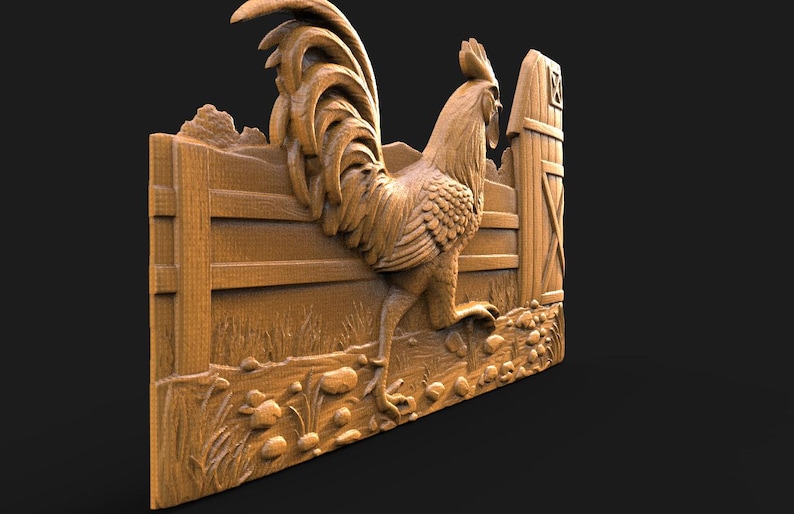 Rooster 3D Model, STL File for CNC and 3D Printig - Etsy