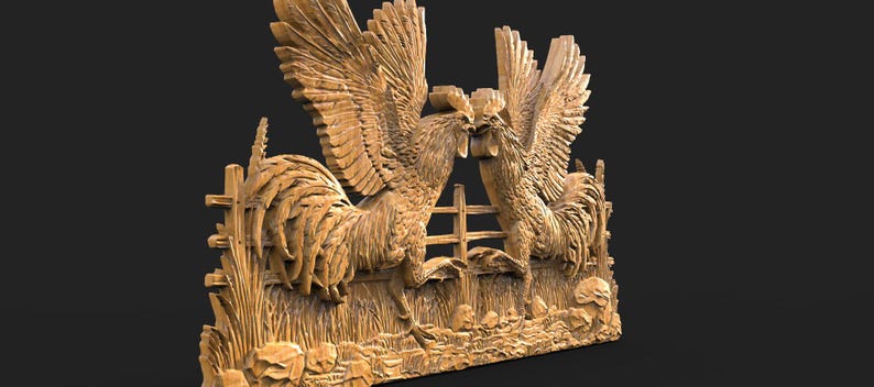Fighting Roosters 3D Model, STL File for CNC and 3D Printing - Etsy