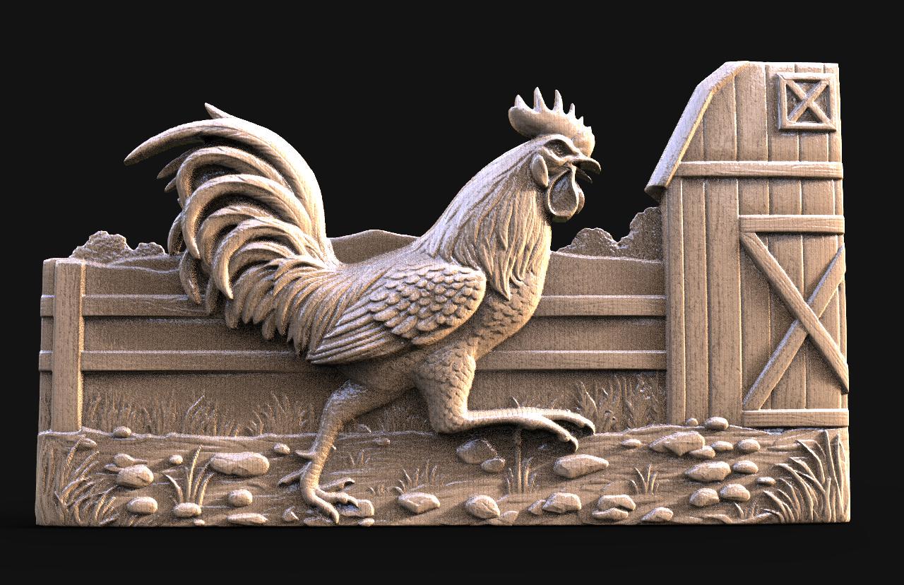 Rooster 3D Model, STL File for CNC and 3D Printig - Etsy