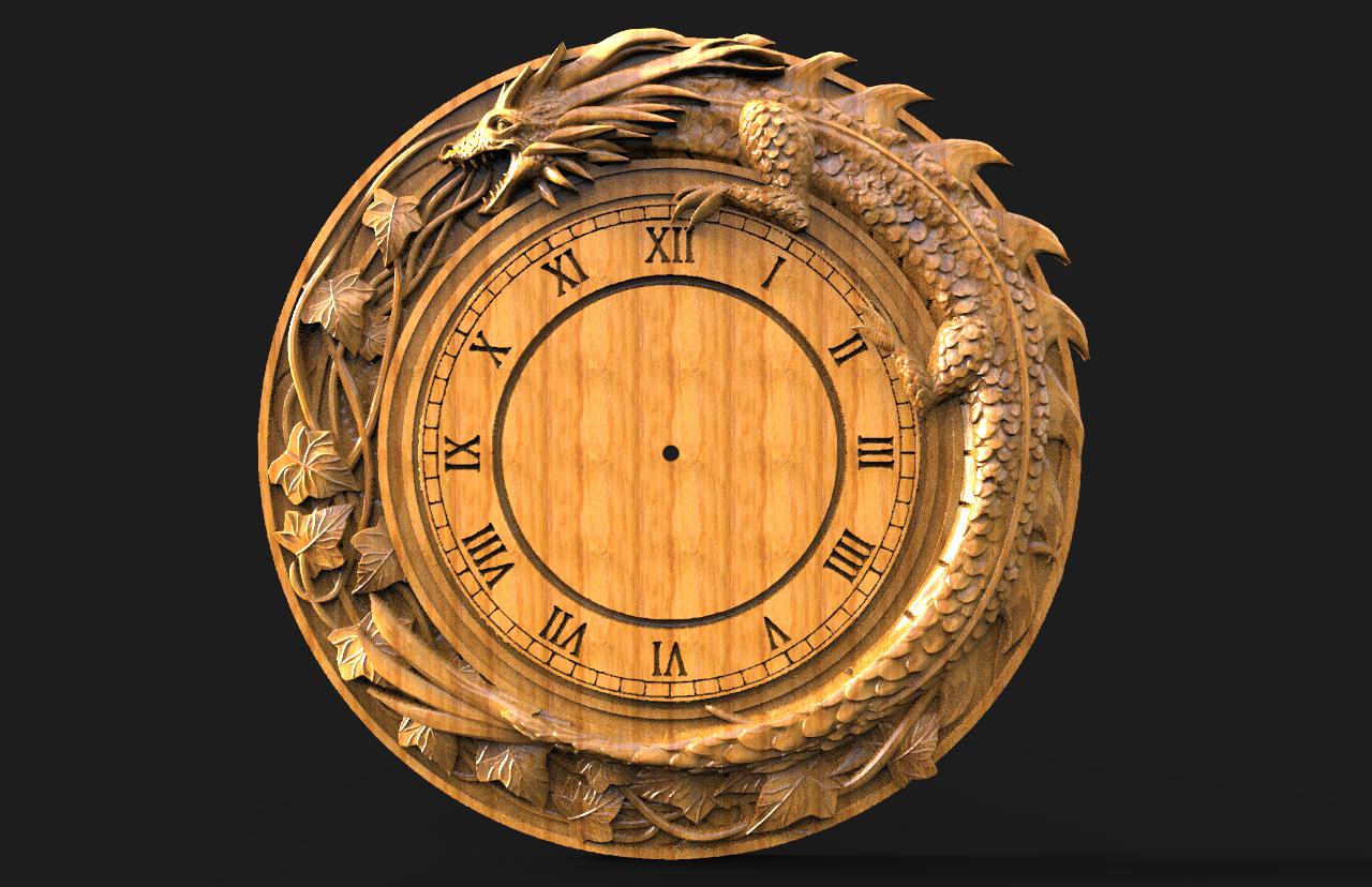 Dragon Wall Clock 3D model, STL file for CNC router and 3D printing