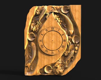 Fish Wall Clock 3d  model, STL file for CNC router 3D printing