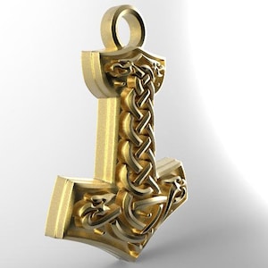 Digital file thor hammer pendant jewelry 3d model stl