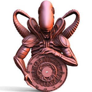 Digital fil Alien Xenomorph väggklocka CNC STL