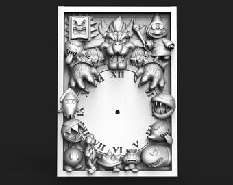 Digital file Bowser Wall Clock, CNC 3d model STL,