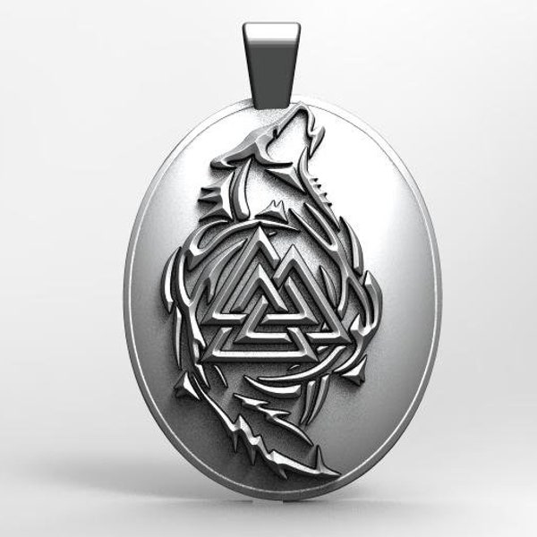 STL digital file valknut wolf pendant jewelry 3d model