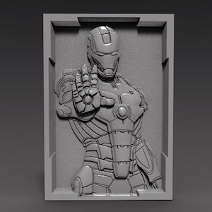 Digital file iron man bas-relief cnc 3d model stl