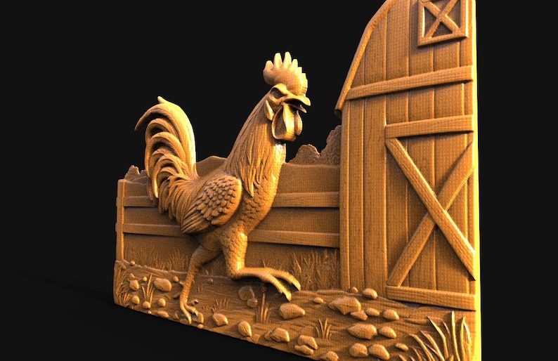Rooster 3D Model, STL File for CNC and 3D Printig - Etsy