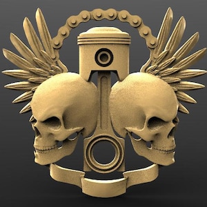 digital file skull piston 3 bas-relief stl 3d model