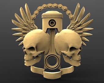 digitale file schedel zuiger 3 bas-reliëf stl 3d model