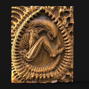 Alien Xenomorph 3D Model, STL file CNC router 3D printing
