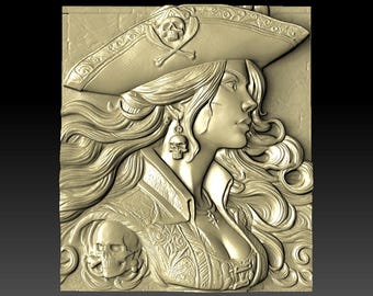 Piratenfrau 3D-Modell, STL-Datei für CNC-3D-Druck