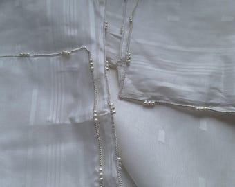 White pure Cotton Lawn Dupatta with Pearl Beaded Hems jaquard premium chunni