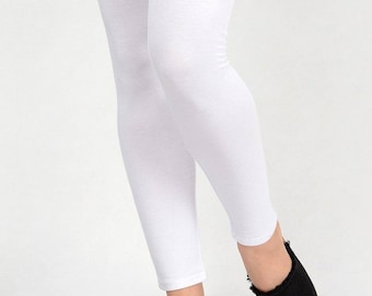 branded cotton blend jersey elastic white Casual leggings regular fitted readymade ready to wear women woman legging summer tights summer