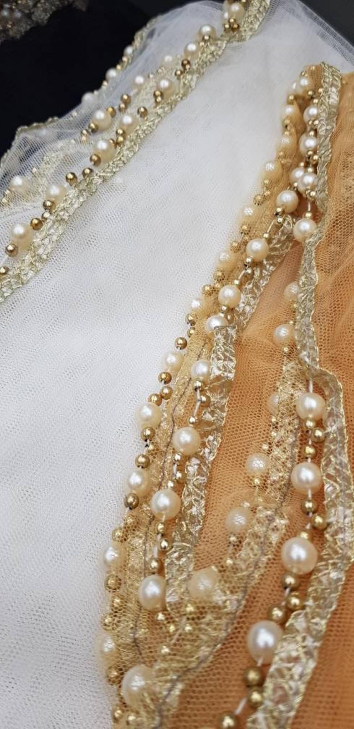 Beautiful pearl trim lace detail net dupattas Dupatta chunni Etsy