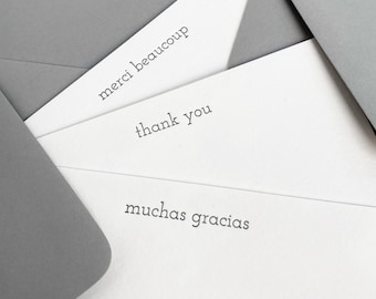 Multilingual Letterpress Thank You Note Stationery Set