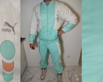 PUMA Trainingsanzug Vintage Nylon Jogginghose Sweatop Türkis Gr. 5