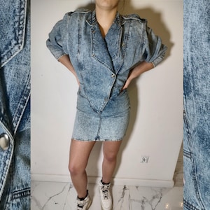 Awesome Jeans Dress Vintage Tennis Collage Varsity Cotton 80s
