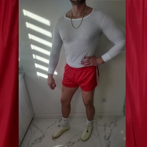 Vintage Shorts ADIDAS Nylon Soccer Red White Three Stripes