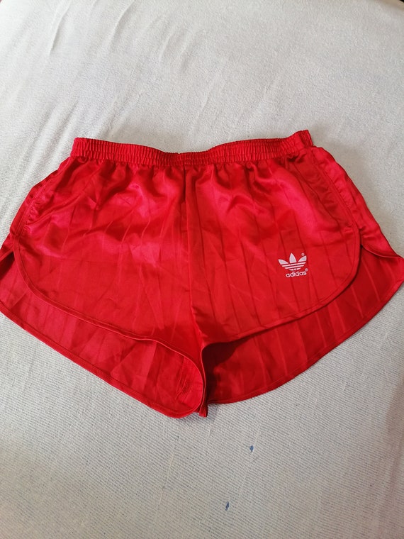 ADIDAS Shorts Vintage Shiny Nylon Striped Red Sat… - image 8