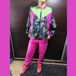 REEBOK Tracksuit Vintage Pink Shellsuit Bright Sweatop Rustle