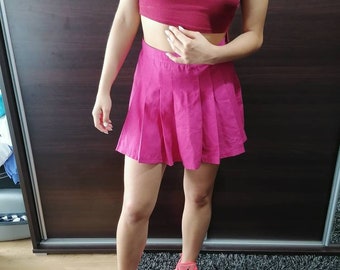ADIDAS Skirt Vintage Flared Sporty School Hot Girl Pink