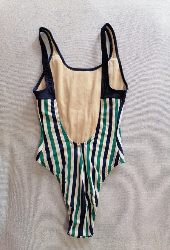 LACOSTE Swimsuit Vintage One Piece Striped Small Size - Gem