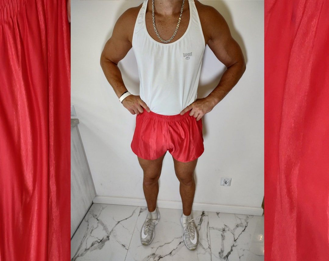 SHORT NYLON ÉPAIS vintage bleu marine polyamide shiny brillant 80's sport 1 S EUR 25,41 - FR