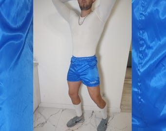 HUMMEL Shorts Vintage Deadstock Shiny Blue Nylon 80s