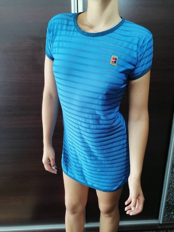 nike retro dress Vintage 90s Nike Court Tennis Dress  Blue with White Trim, Made in USA,  Size L