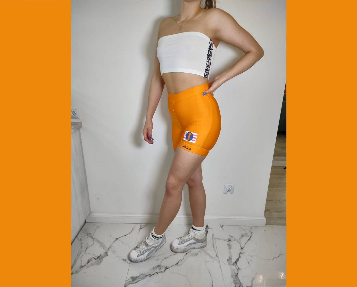 Biker shorts orange sales