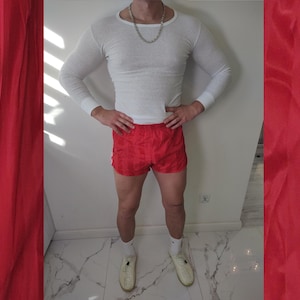 Vintage Shorts ADIDAS Nylon Red White Three Stripes