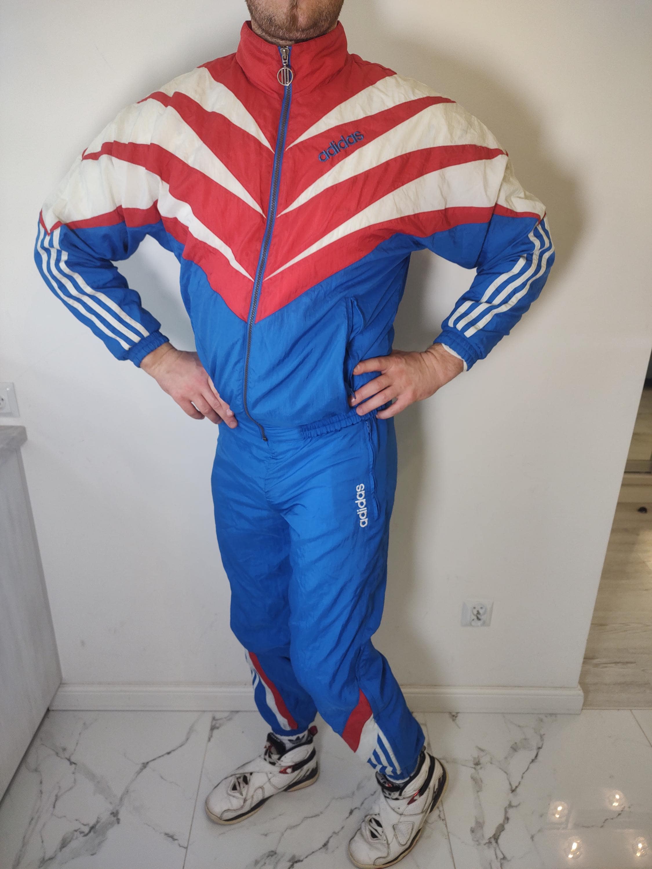 ADIDAS Tracksuit Vintage Overalls Stripes Rustle Shellsuit Nylon