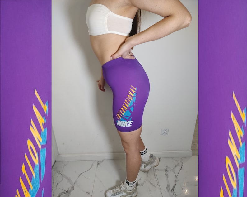 NIKE International Biker Shorts vintage violet court leggings années 90 image 1