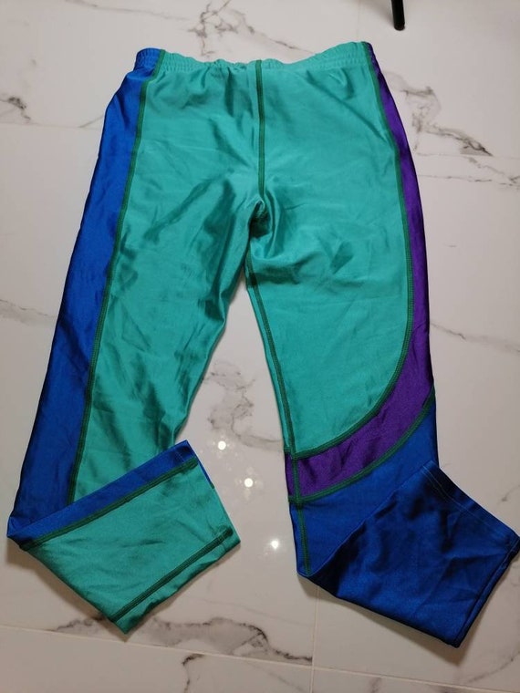 ASICS Leggings Vintage Shiny Spandex Old Logo Vio… - image 9