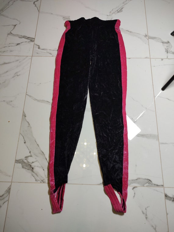 YORK Leggings Vintage Velvet Pink Black High Wais… - image 9