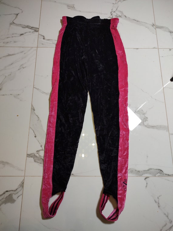 YORK Leggings Vintage Velvet Pink Black High Wais… - image 8