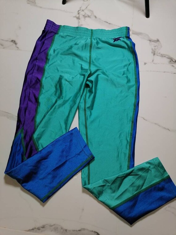 ASICS Leggings Vintage Shiny Spandex Old Logo Vio… - image 8