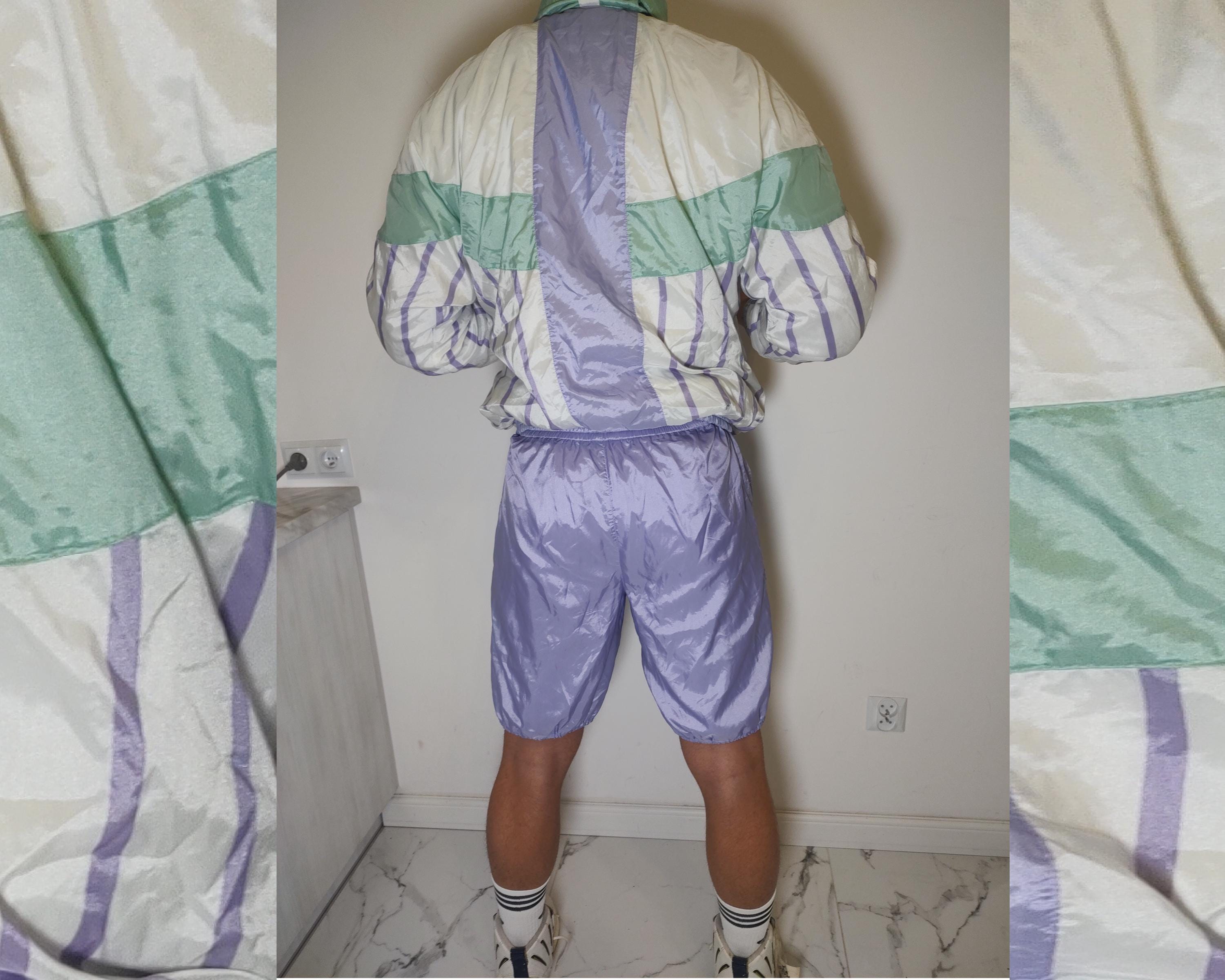 Adidas Vintage 1980s Tracksuit | Turquoise Zip-up Jacket & Nylon