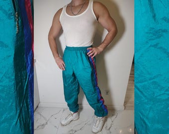 Pants Vintage RODEO Nylon Green 80s 90s Rave