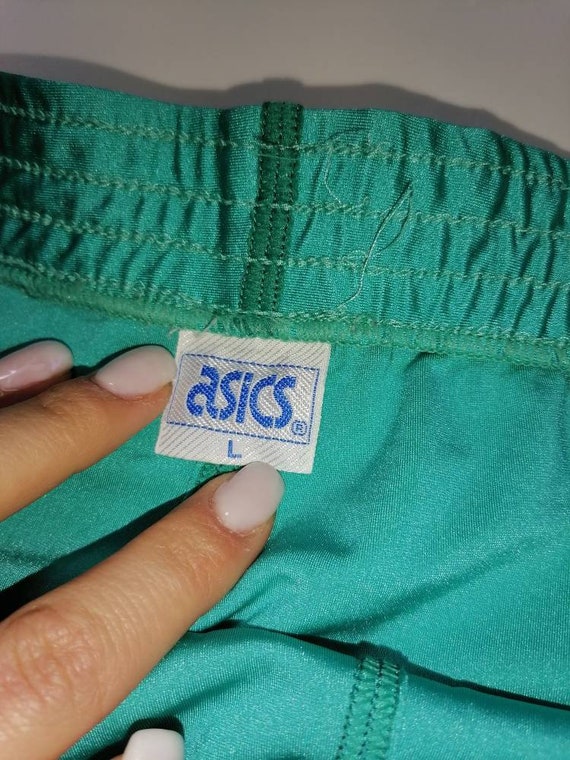 ASICS Leggings Vintage Shiny Spandex Old Logo Vio… - image 10