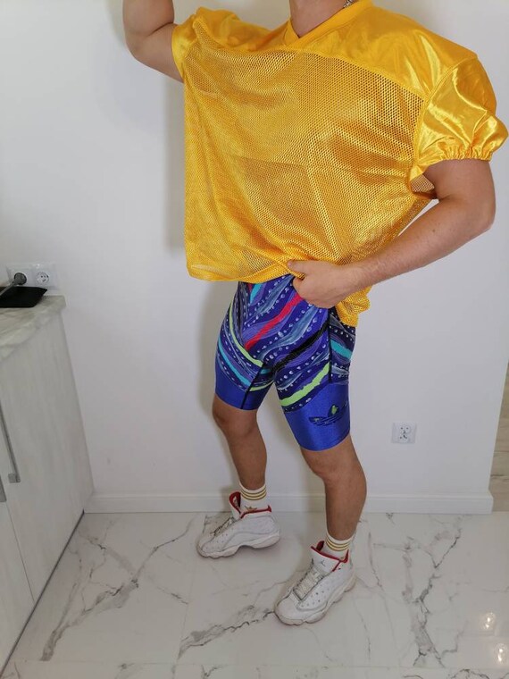 ADIDAS Biker Shorts Vintage Team Colourfully Spandex Size D5